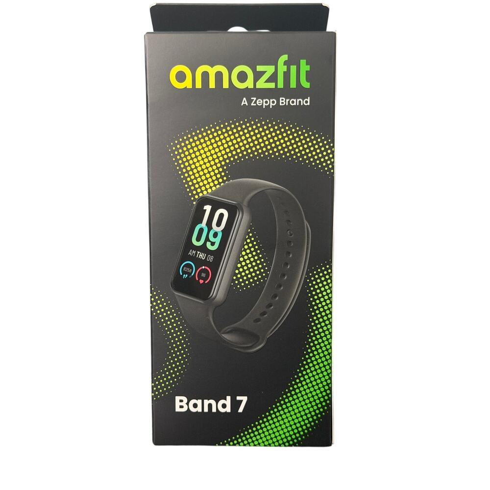 Amazfit Band 7 Fitness Tracker NIB AMOLED Display Alexa 5ATM Black Smartwatch